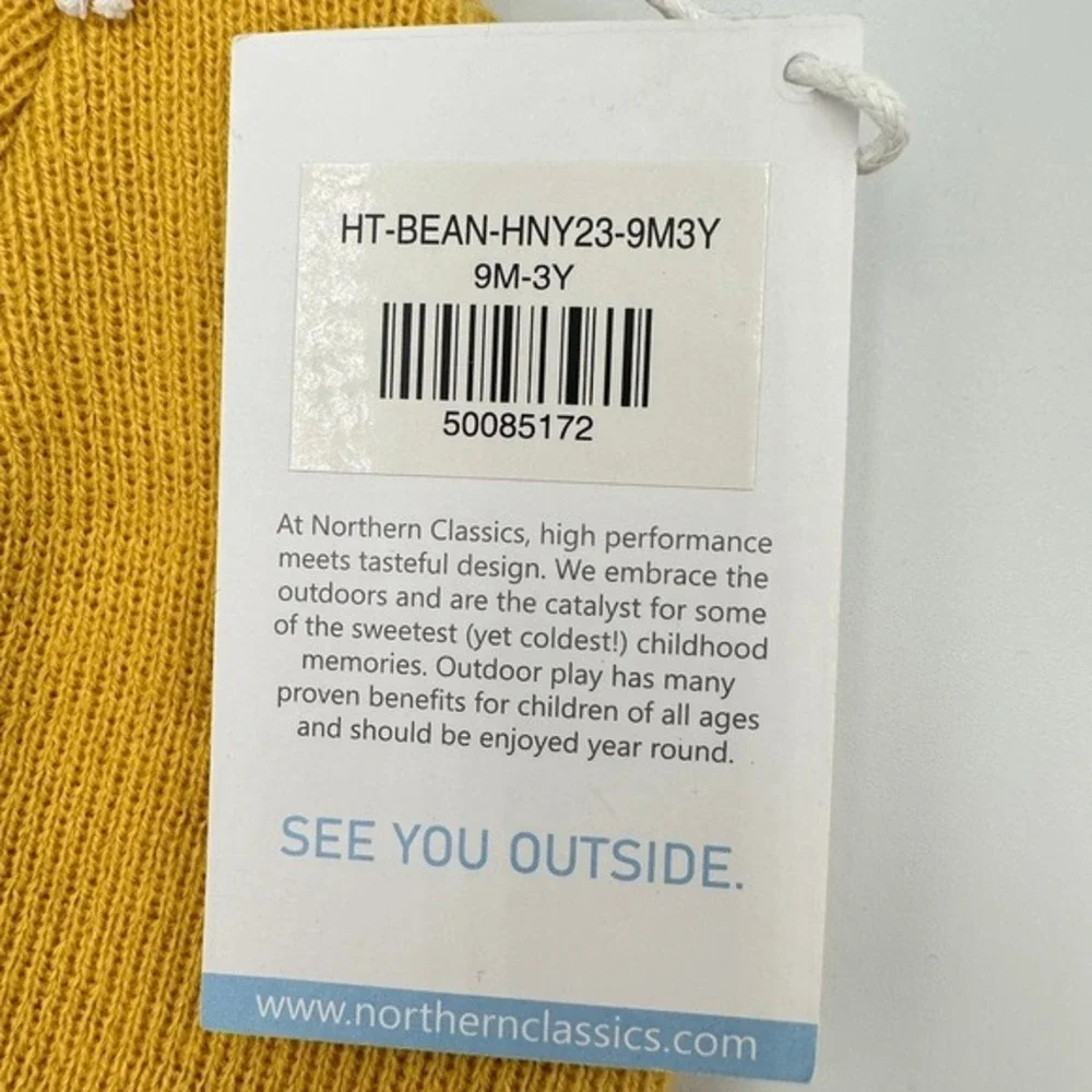 Northern Classics Kids Mustard Yellow Knit Beanie Hat 9M-3Y Retro Streetwear NWT